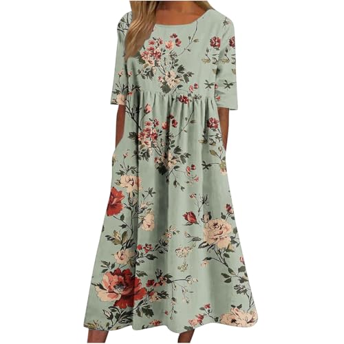 Abendkleid Damen Lang Sommerkleid Kurzarm Rundhals Maxikleid Baggy Boho Strandkleid mit Taschen Elegant Blumendruck Blusenkleid A-Linie Hoher Taille Cocktailkleid Teenager Mädchen Festliche Kleider Abendkleid Damen Lang Sommerkleid Kurzarm Rundhals Maxikleid Baggy Boho Strandkleid mit Taschen Elegant Blumendruck Blusenkleid A-Linie Hoher Taille Cocktailkleid Teenager Mädchen Festliche Kleider von Komiseup