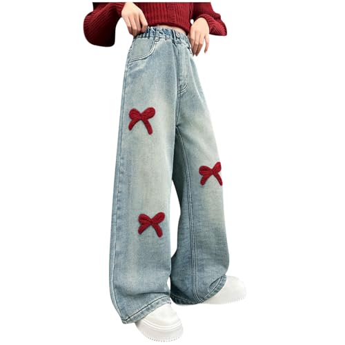 Baggy Jeans Mädchen Wide Leg Jeanshose mit Gummizug Kinder Jeanshosen Weites Bein Outdoorhose mit Taschen Locker High Waist Freizeithose Teenager Mädchen Y2K Boyfriend Streetwear Mode Hip Hop Hosen von Komiseup
