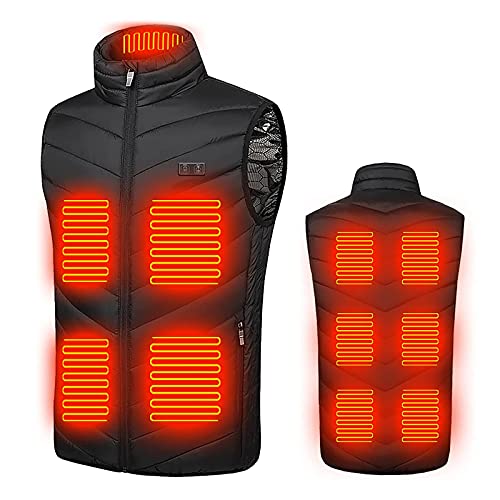 Beheizbare Weste Herren Neue Outdoor, Unisex Heizweste Winterwarme Dual Control Elf Zonen Intelligente Elektrische Mit Konstanter Temperatur Steppweste Heated Vest Thermoweste Mit Wärmefunktion von Komiseup