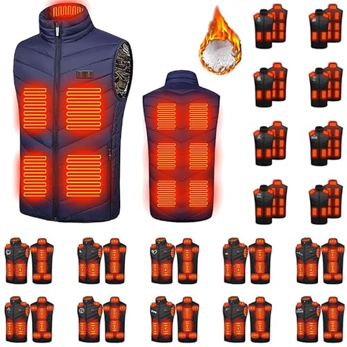 Beheizbare Weste Herren Neue Outdoor, Unisex Heizweste Winterwarme Dual Control Elf Zonen Intelligente Elektrische Mit Konstanter Temperatur Steppweste Heated Vest Thermoweste Mit Wärmefunktion von Komiseup