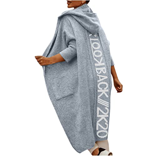 Buchstabendruck auf der Rückseite Lange Strickjacke mit Kapuze für Damen Mode Y2k Strick Mantel Open Jacken Color Block Cardigan Oberteil Buchstabendruck auf der Rückseite Lange Strickjacke mit Kapuze für Damen Mode Y2k Strick Mantel Open Jacken Color Block Cardigan Oberteil von Komiseup