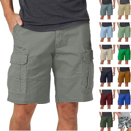 Cargo Shorts Herren Kurze Jogginghose Sommer Cargoshorts Männer mit Taschen Große Größen Leicht Bermuda Shorts Einfarbige Chino Hose Outdoor Wanderhose Elastische Taille Sommerhose Locker Laufhose von Komiseup