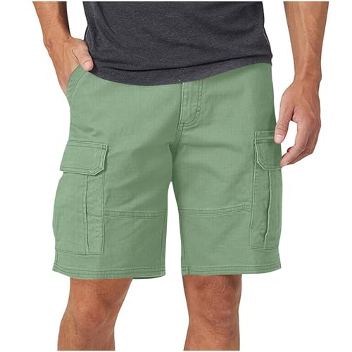 Cargohose Herren Sommer Kurze Chino Hosen Baumwolle Cargo Shorts Leicht Bermuda Shorts Locker Arbeitshose mit Taschen Knielang Jogginghose Stretch Wanderhose Geradem Bein Sporthose für Männer S-3XL von Komiseup
