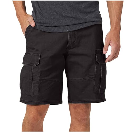 Cargohose Herren Sommer Kurze Chino Hosen Baumwolle Cargo Shorts Leicht Bermuda Shorts Locker Arbeitshose mit Taschen Knielang Jogginghose Stretch Wanderhose Geradem Bein Sporthose für Männer S-3XL von Komiseup