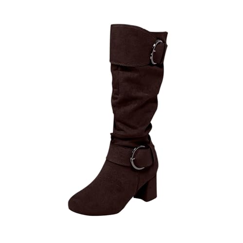 Cowboystiefel Damen Oktoberfest Wildleder Stiefeletten mit Kitten-Absatz Vintage Westernstiefel mit Gürtelschnalle Mittelhohe Stiefel mit hohem Absatz Mode Einfarbig Winterstiefel mit Reißverschluss Cowboystiefel Damen Oktoberfest Wildleder Stiefeletten mit Kitten-Absatz Vintage Westernstiefel mit Gürtelschnalle Mittelhohe Stiefel mit hohem Absatz Mode Einfarbig Winterstiefel mit Reißverschluss von Komiseup