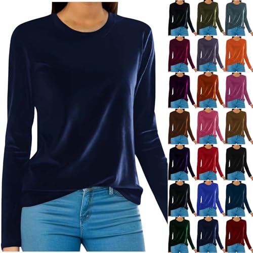 Damen Gold Samt Oberteile Elegant Einfarbige Langarmshirt Basic Shirt Winter Warm Sweatshirt Tunika Tops Bequeme Weiche Bluse Frühling Rundhals Pullover Langarm Longshirt Festliche Blusenshirt Damen Gold Samt Oberteile Elegant Einfarbige Langarmshirt Basic Shirt Winter Warm Sweatshirt Tunika Tops Bequeme Weiche Bluse Frühling Rundhals Pullover Langarm Longshirt Festliche Blusenshirt von Komiseup
