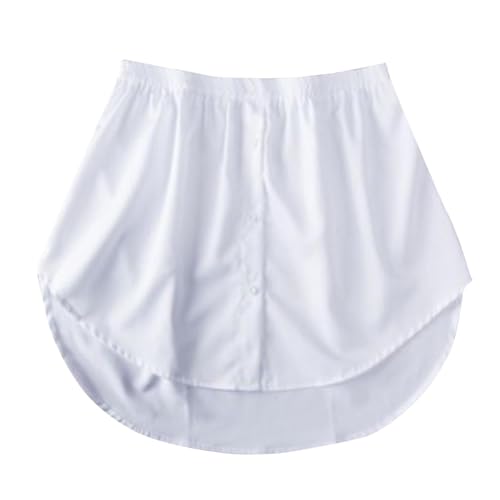 Damen Hemd Verlängerung Einfarbige Extender Bluse Karierter Unterrock Layering Abnehmbarer Minirock Unterer Sweep Minirock-Hemdverlängerung Knöpfen Streifen Fake Extender Rock Einstellbare Unterhemd von Komiseup