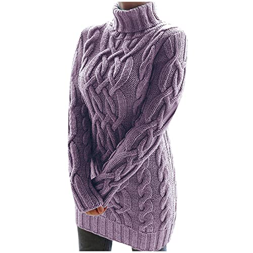 Damen Langarm Strickpullover Pullover Tops Bluse Solid Shirt Rollkragenpullover Minikleid Damen Langarm Strickpullover Pullover Tops Bluse Solid Shirt Rollkragenpullover Minikleid von Komiseup