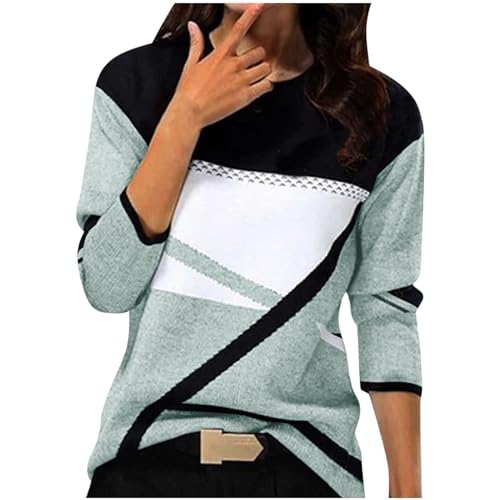 Damen Pullover Oversize Y2K Sweatshirt ohne Kapuze Basic Rundhals Longshirt Elegant Einfarbig Langarmshirt Locker Casual Sportshirt Herbst Winter Fleecepullover Teenager Mädchen Pulli Große Größen von Komiseup
