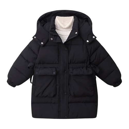 Daunenjacke Kinder Verdickte Warm Winterjacke Herbst Winter Kapuzenjacke Mädchen Lang Jacke Einfarbig Kinderjacke Leichte Outdoorjacke Dick Full-Zip Sweatjacke mit Kapuze Outdoor Casual Pufferjacke von Komiseup