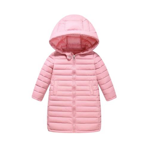 Daunenjacke Kinder Verdickte Warm Winterjacke Herbst Winter Kapuzenjacke Mädchen Lang Jacke Einfarbig Kinderjacke Leichte Outdoorjacke Dick Full-Zip Sweatjacke mit Kapuze Outdoor Casual Pufferjacke von Komiseup