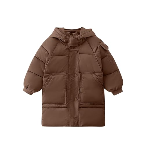 Daunenjacken Mädchen Lang Wintermäntel Dicke Warme Winterjacke Outdoor Winddichte Pufferjacke Kapuzen Leicht Daunen Jacke Kinder Kapuzenjacke mit Reißverschluss Locker Fleecefutter Steppjacke von Komiseup