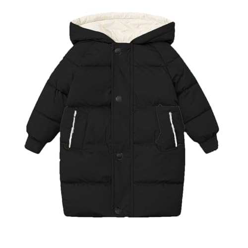 Daunenjacken Mädchen Lang Wintermäntel Dicke Warme Winterjacke Outdoor Winddichte Pufferjacke Kapuzen Leicht Daunen Jacke Kinder Kapuzenjacke mit Reißverschluss Locker Fleecefutter Steppjacke von Komiseup