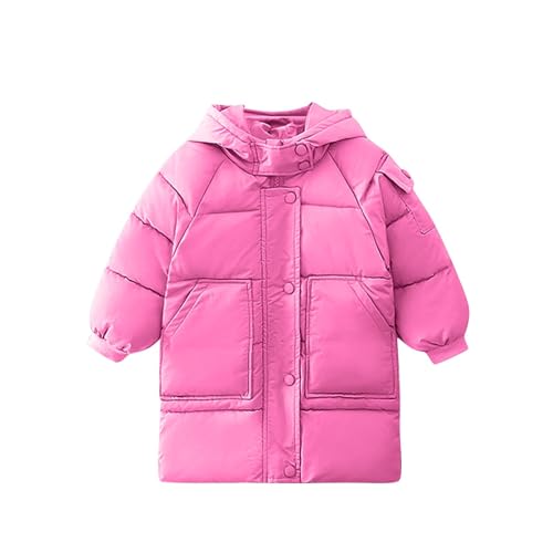 Daunenjacken Mädchen Lang Wintermäntel Dicke Warme Winterjacke Outdoor Winddichte Pufferjacke Kapuzen Leicht Daunen Jacke Kinder Kapuzenjacke mit Reißverschluss Locker Fleecefutter Steppjacke von Komiseup