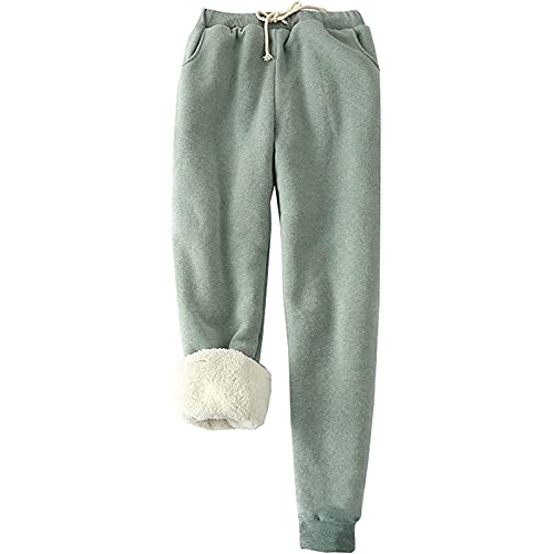 Fleece Thermo Hose Damen Große Größe Jogginghose Winter Warme Gefüttert Teddy Fleece Freizeithose Thermostrumpfhose Winter Verdickte SporthosenJogger Hose Kordelzug Traininghose mit Tasche Sweathose von Komiseup