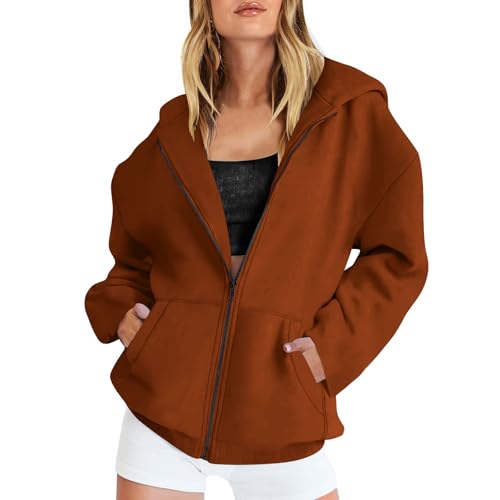 Fleecejacke Damen Lang Sweatjacke mit Kapuze Oversize Y2K Sweatshirt Mode Einfarbig Kapuzenjacke mit Reißverschluss Langarm Sport Style Kapuzenpullover Teenager Mädchen Zip Hoodie Sportjacke S-XXL Fleecejacke Damen Lang Sweatjacke mit Kapuze Oversize Y2K Sweatshirt Mode Einfarbig Kapuzenjacke mit Reißverschluss Langarm Sport Style Kapuzenpullover Teenager Mädchen Zip Hoodie Sportjacke S-XXL von Komiseup