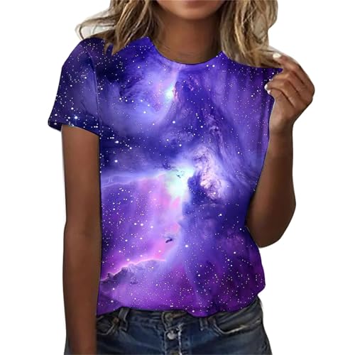 Galaxy Shirt Damen 3D Galaxie Bedrucken T-Shirt Modische Sternenhimmel Sommershirts Rundhals Kurze Ärmel Tshirt Sommer Klassisch Bluse Oversized Sportshirt Laufshirt Karnevals Oberteile für Frauen Galaxy Shirt Damen 3D Galaxie Bedrucken T-Shirt Modische Sternenhimmel Sommershirts Rundhals Kurze Ärmel Tshirt Sommer Klassisch Bluse Oversized Sportshirt Laufshirt Karnevals Oberteile für Frauen von Komiseup