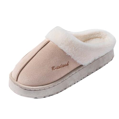 Hausschuhe Damen Winter Plüsch Pantoffeln Herren Einfarbige Warme Filzpantoffeln Unisex Bequeme Rutschfest Slippers Flauschige Baumwolle Hausschuhe Fleece House Pantoffeln Innen Und Außen Zuhause von Komiseup