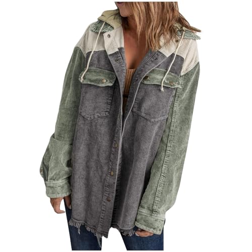 Hemdjacke Damen Warm Oversize Cordjacke Kapuzenjacke Casual Vintage Cordhemd Bluse Langarm Revers Blusen Jacke Button Down Freizeitjacke mit Taschen und Kordelzug Übergangsjacke Winterjacke Hemdjacke Damen Warm Oversize Cordjacke Kapuzenjacke Casual Vintage Cordhemd Bluse Langarm Revers Blusen Jacke Button Down Freizeitjacke mit Taschen und Kordelzug Übergangsjacke Winterjacke von Komiseup