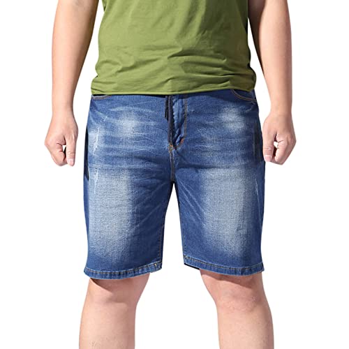 Herren Jeans Shorts Sommer Lässige Jeanshose mit elastischer Taille, Kordelzug und Taschen Plus Size Cargohose Männer Jogginghose Locker Sommerhose Basic Jeans Shorts Einfarbige Herrenhose Arbeitshose von Komiseup