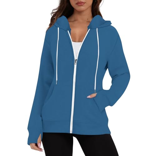 Hoodie Damen Oversize Pullover Langarm Sweatjacke mit Reißverschluss 2024 Kapuzenpullover Herbst Winter Übergangsjacke Lässige Sport Sweatshirt Zipper Lang Mantel Locker Kapuzenjacke mit Daumenlöche Hoodie Damen Oversize Pullover Langarm Sweatjacke mit Reißverschluss 2024 Kapuzenpullover Herbst Winter Übergangsjacke Lässige Sport Sweatshirt Zipper Lang Mantel Locker Kapuzenjacke mit Daumenlöche von Komiseup