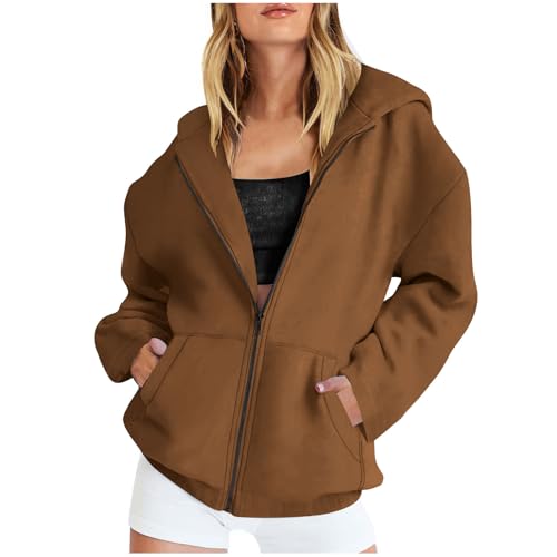 Hoodie Damen Oversize Sweatjacke Locker Lang Kapuzenjacke Basic Einfarbig Sweatshirt mit Kapuze Herbst Winter Kapuzenpullover Langarm Reißverschluss Mantel Teenager Mädchen Pullover Sportjacke S-2XL Hoodie Damen Oversize Sweatjacke Locker Lang Kapuzenjacke Basic Einfarbig Sweatshirt mit Kapuze Herbst Winter Kapuzenpullover Langarm Reißverschluss Mantel Teenager Mädchen Pullover Sportjacke S-2XL von Komiseup