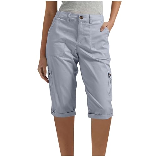 Jogginghose Damen 1/2 Kurz Shorts Baumwolle Sporthose Casual Capri Hose Leicht Einfarbig Laufhose Sommer Sport Sweathose Bequem Trainingshose mit Taschen Elegant Sommerhose Freizeithose Outdoor von Komiseup