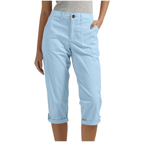 Jogginghose Damen 1/2 Kurz Shorts Baumwolle Sporthose Casual Capri Hose Leicht Einfarbig Laufhose Sommer Sport Sweathose Bequem Trainingshose mit Taschen Elegant Sommerhose Freizeithose Outdoor von Komiseup