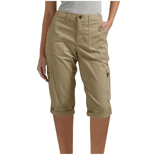 Jogginghose Damen 1/2 Kurz Shorts Baumwolle Sporthose Casual Capri Hose Leicht Einfarbig Laufhose Sommer Sport Sweathose Bequem Trainingshose mit Taschen Elegant Sommerhose Freizeithose Outdoor von Komiseup