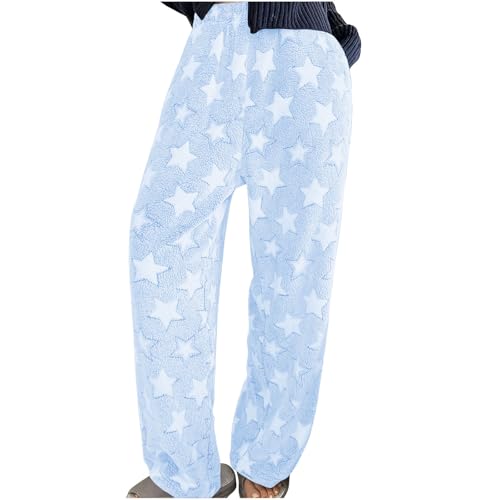 Jogginghose Damen Warm Winter Fleecehose Lang Haushose Flauschig Plüsch Thermohose Sherpa Gefüttert Pyjamahose Teddy Fleece Winterhose Fitness Sport Hosen Leggings Freizeithose Yogahose Stoffhose von Komiseup