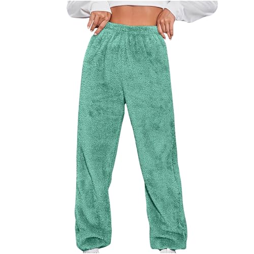 Jogginghose Damen Warme Sherpa Gefüttert Winterhose Locker Sporthose mit Kordelzug Jogger Fleece Hosen Flauschig Freizeithose Teddy Fleece Haushose Pyjama Hose Sport Fitness Hosen Yogahose Pyjamahose von Komiseup