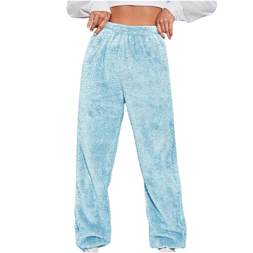 Jogginghose Damen Warme Sherpa Gefüttert Winterhose Locker Sporthose mit Kordelzug Jogger Fleece Hosen Flauschig Freizeithose Teddy Fleece Haushose Pyjama Hose Sport Fitness Hosen Yogahose Pyjamahose von Komiseup