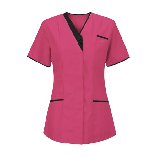 Kasack Damen V-Neck Kurzarm Krankenpfleger Kleidung mit Knöpfen Locker Berufskleidung mit Taschen Atmungsaktiv Pflegebekleidung Solide Uniform Tshirt Schlupfkasack für Altenpflege & Krankenpflege Kasack Damen V-Neck Kurzarm Krankenpfleger Kleidung mit Knöpfen Locker Berufskleidung mit Taschen Atmungsaktiv Pflegebekleidung Solide Uniform Tshirt Schlupfkasack für Altenpflege & Krankenpflege von Komiseup