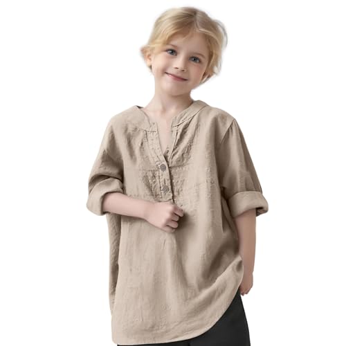 Kinder Kostüm, Prinzessin Kostüm Mädchen, Langarmshirt Mädchen Baumwolle Leinenbluse V-Ausschnitt Langarm Bluse Tops Jungen Sport Tshirt Sommer Kleidung für Kinder Teenager Langarmshirt Sportshirt von Komiseup