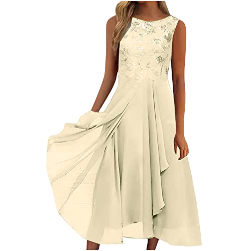 Komiseup Abendkleider Elegant für Hochzeit, Cocktailkleid Damen, Kleider Damen Elegant Sexy Spitze Chiffon Mesh Lang Abendkleid Brautjungfernkleider Ballkleid Partykleid von Komiseup