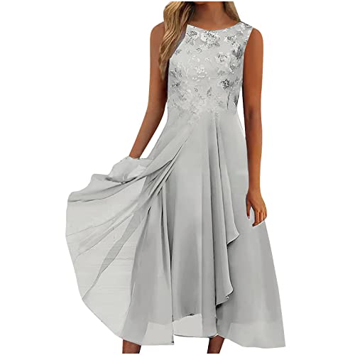 Komiseup Abendkleider Elegant für Hochzeit Damen Ballkleid Abendkleid Partykleid V-Ausschnitt Chiffon Cocktailkleid für Hochzeit Geburtstag Brautjungfer Bridesmaid Dress Festlich Elegant Kleider von Komiseup