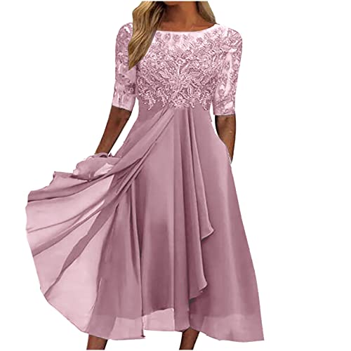 Komiseup Abendkleider Elegant für Hochzeit Damen Ballkleid Abendkleid Partykleid V-Ausschnitt Chiffon Cocktailkleid für Hochzeit Geburtstag Brautjungfer Bridesmaid Dress Festlich Elegant Kleider von Komiseup
