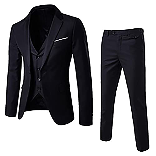 Komiseup Anzug Herren 3 Teilig Slim Fit Herrenanzug Sakko für Hochzeit Business Abendmode Feierliche Anlässe von Komiseup