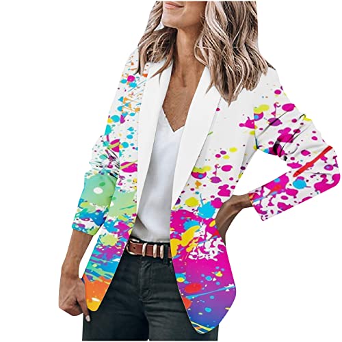 Komiseup Blazer Damen Bunt Blumen Muster Graphics Langarm Blazer Slim Fit Geschäft Büro Jacke Mantel Casual Anzüge von Komiseup