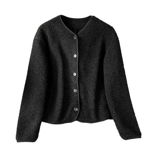 Komiseup Cardigan Damen, Winterjacke Damen, Strickjacke Damen, Übergangsjacke Damen, Jacke Damen Kurz Gerippt Strickcardigan Open Front Sweater V-Ausschnitt Knopfleiste Strickmantel Pullover 20 von Komiseup