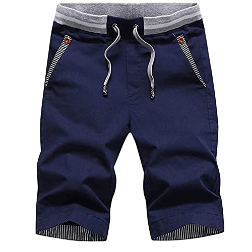 Komiseup Cargo Shorts Herren Kurz Sommer Hosen Stretch Jogger Cargo Kurze Hose Modisches Bermuda Cargo-Shorts Baumwolle Shorts Lässig Sommerhose mit Tunnelzug und Taschen von Komiseup