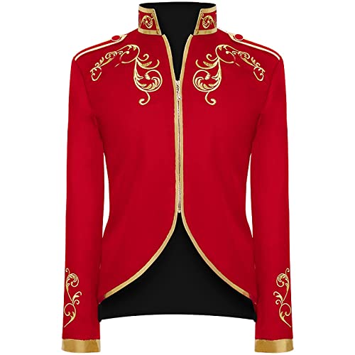 Komiseup Herren Prinz Kostüm Smoking Steampunk Frack Mantel Gothic Viktorianisch Blazer Jacke Karneval Kostüm Mittelalter Retro Kleidung Cosplay Halloween Festlich Anzug Verkleidung Oberbekleidung von Komiseup