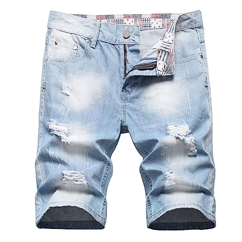 Komiseup Jeans Shorts Herren Sommer Kurze Hosen Männer Sommer Denim Shorts Herren Jeans Große Größen Kurze Jeanshose Herren Lässig Baggy Jorts Stretch Denim Half Pants Cargohose Sommerhose Jogginghose von Komiseup