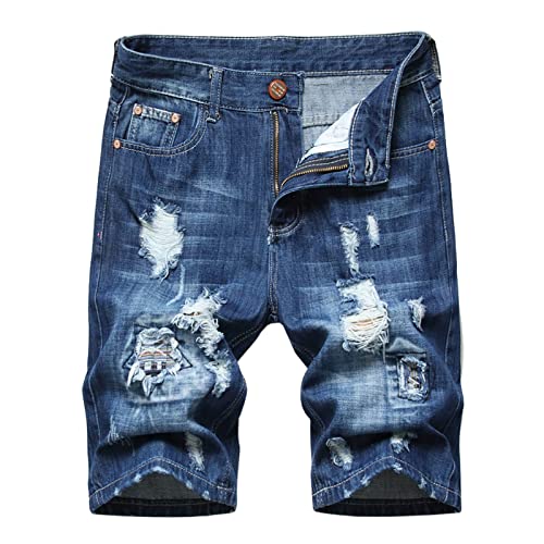Komiseup Jeans Shorts Herren Sommer Kurze Hosen Männer Sommer Denim Shorts Herren Jeans Große Größen Kurze Jeanshose Herren Lässig Baggy Jorts Stretch Denim Half Pants Cargohose Sommerhose Jogginghose von Komiseup
