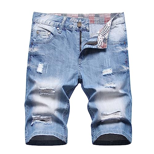 Komiseup Jeans Shorts Herren Sommer Kurze Hosen Männer Sommer Denim Shorts Herren Jeans Große Größen Kurze Jeanshose Herren Lässig Baggy Jorts Stretch Denim Half Pants Cargohose Sommerhose Jogginghose von Komiseup