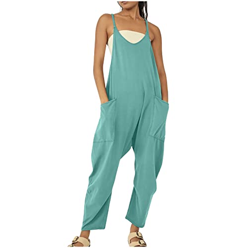 Komiseup Overall Damen Baggy Oversize Lässige Locker Trägerhose Overalls Ärmellose Strampler Playsuit mit Große Taschen Arbeitshose von Komiseup