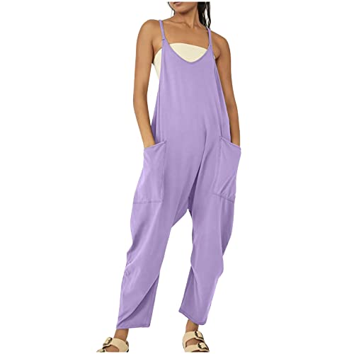 Komiseup Overall Damen Elegant Baggy Oversize Lässige Locker Trägerhose Overalls Ärmellose Strampler Playsuit mit Große Taschen Arbeitshose von Komiseup