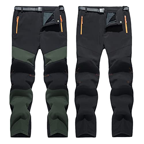 Komiseup Skihose Herren Stretch Lang Wanderhose Wasserdicht Softshellhose Winddicht Outdoorhose Winter Warm Gefüttert FleeceTrekkinghose Snowboardhose L-5XL von Komiseup