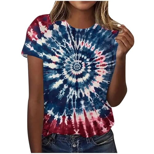 Komiseup Tshirt Damen Batik Shirts Sommer Kurzarm Bluse Basic Rundhal Longshirt Bunt Tiermuster Sportshirt Tie-Dye Hippie Oberteile Große Größe Baumwolle Sommershirt Teenager Mädchen Karneval Kostüm Komiseup Tshirt Damen Batik Shirts Sommer Kurzarm Bluse Basic Rundhal Longshirt Bunt Tiermuster Sportshirt Tie-Dye Hippie Oberteile Große Größe Baumwolle Sommershirt Teenager Mädchen Karneval Kostüm von Komiseup