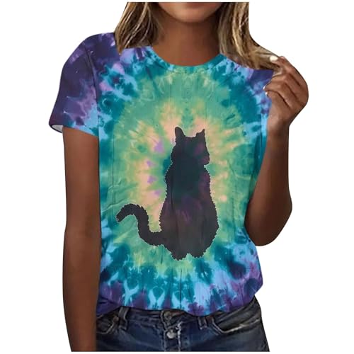 Komiseup Tshirt Damen Batik Shirts Sommer Kurzarm Bluse Basic Rundhal Longshirt Bunt Tiermuster Sportshirt Tie-Dye Hippie Oberteile Große Größe Baumwolle Sommershirt Teenager Mädchen Karneval Kostüm Komiseup Tshirt Damen Batik Shirts Sommer Kurzarm Bluse Basic Rundhal Longshirt Bunt Tiermuster Sportshirt Tie-Dye Hippie Oberteile Große Größe Baumwolle Sommershirt Teenager Mädchen Karneval Kostüm von Komiseup
